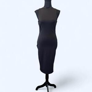 Vintage Y2K Derek Heart Black bodycon midi dress Size Medium